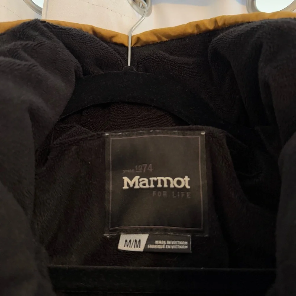 Marmot Alderbrook 700 Fill Down Parka Golden Honeycomb Winter Coat Womens Medium - Picture 2 of 16